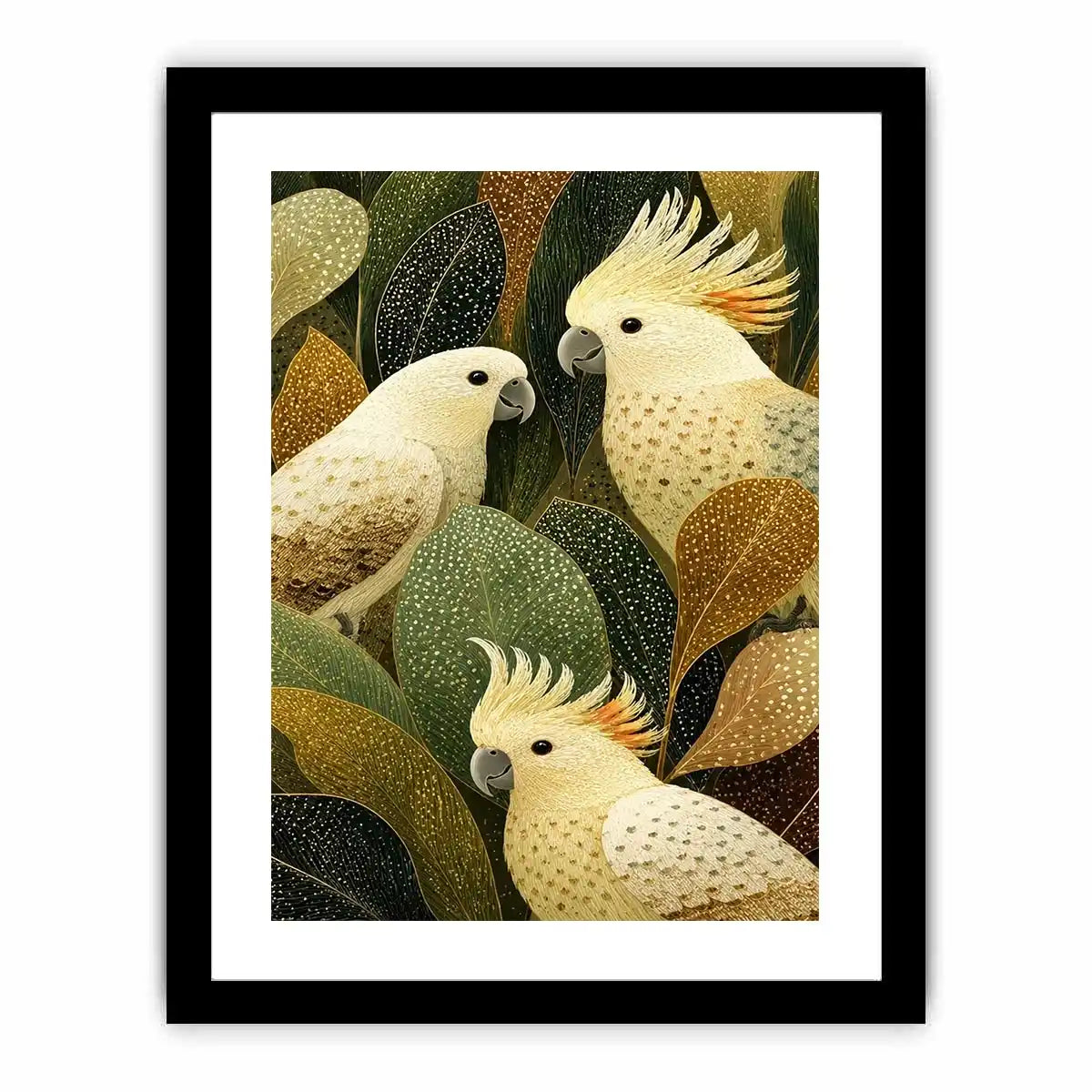 Cockatoo botanical canvas wall art for modern living room decor.