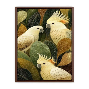 Cockatoo botanical canvas wall art for modern living room decor.