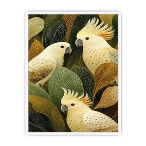 Cockatoo botanical canvas wall art for modern living room decor.