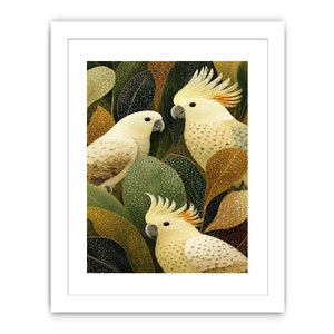 Cockatoo botanical canvas wall art for modern living room decor.