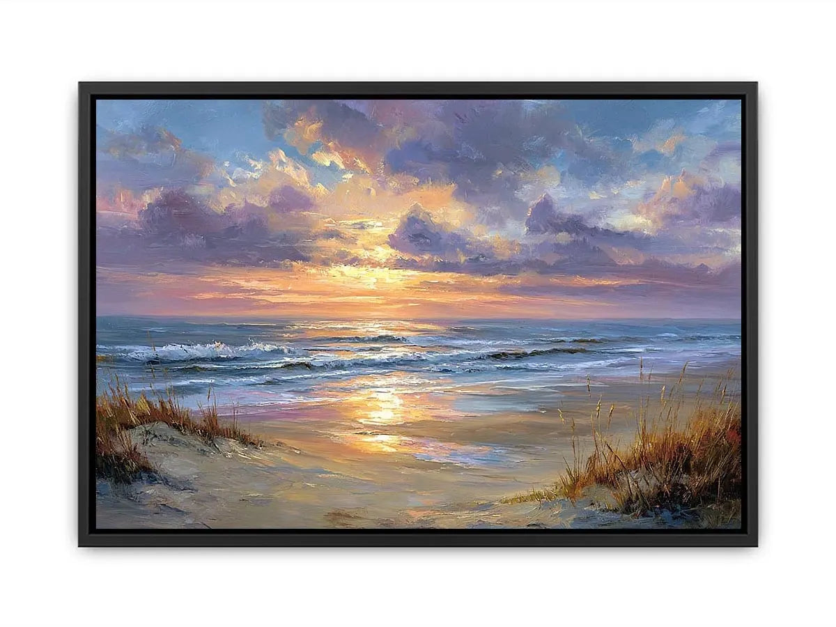 Aerial beach photography canvas print with turquoise waves for coastal living room decor.