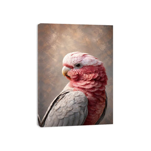 Soft pink cockatoo canvas art for elegant bedroom and living room decor.