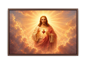 Golden Jesus sacred heart wall art for luxury living room decor.