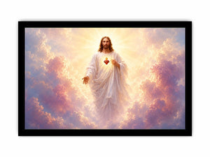 Radiant Jesus sacred heart canvas art for peaceful home decor.