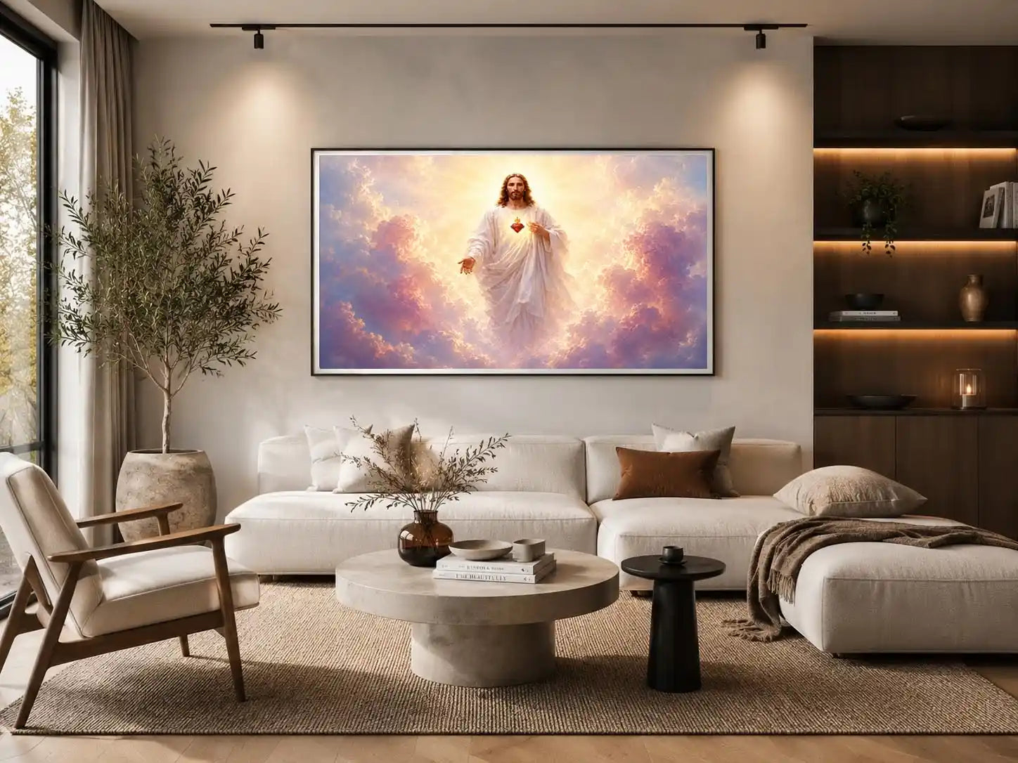 Radiant Jesus sacred heart canvas art for peaceful home decor.