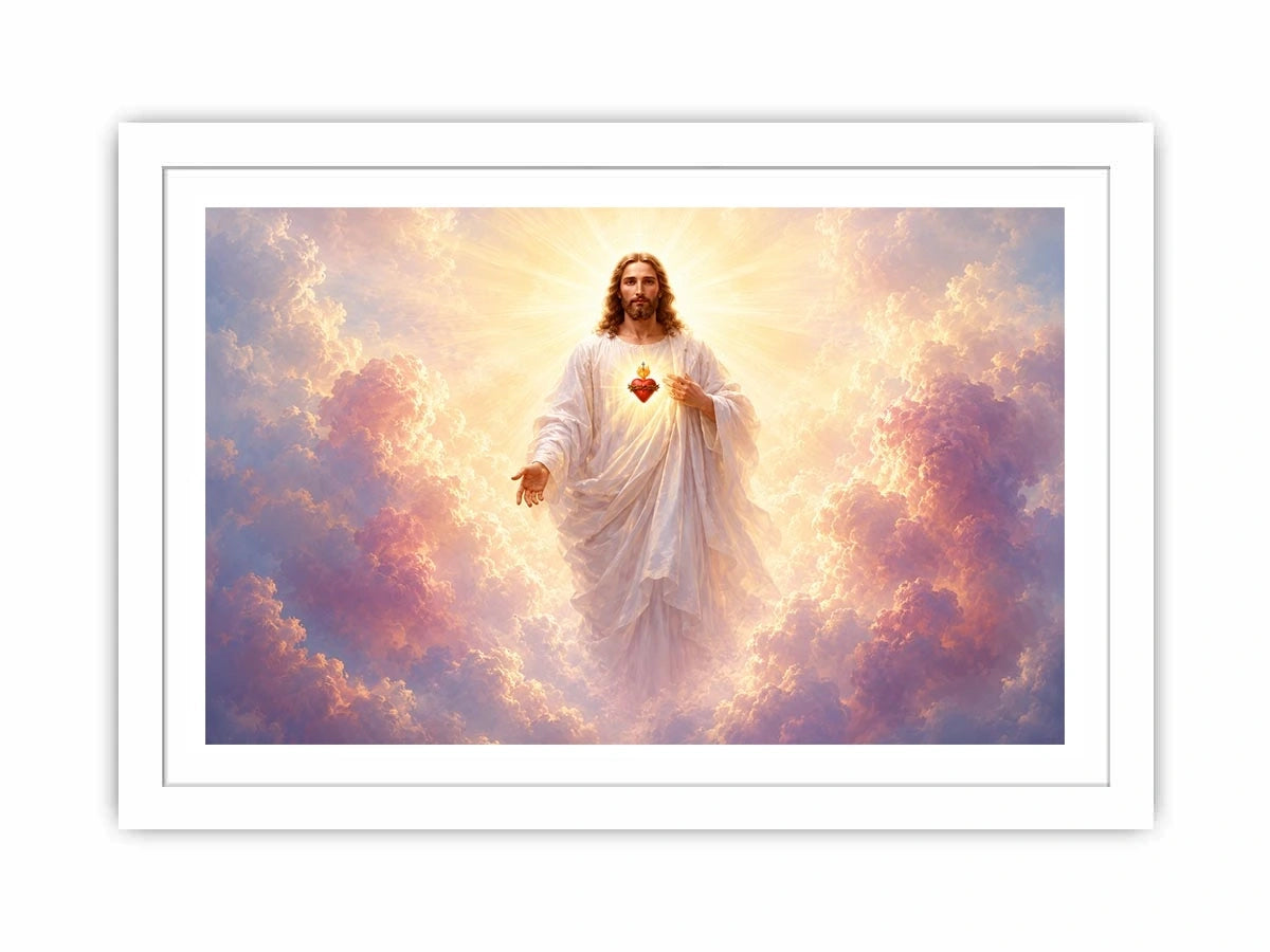 Radiant Jesus sacred heart canvas art for peaceful home decor.