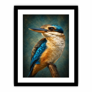 Vibrant kingfisher bird canvas art for modern living room decor.