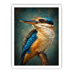 Vibrant kingfisher bird canvas art for modern living room decor.