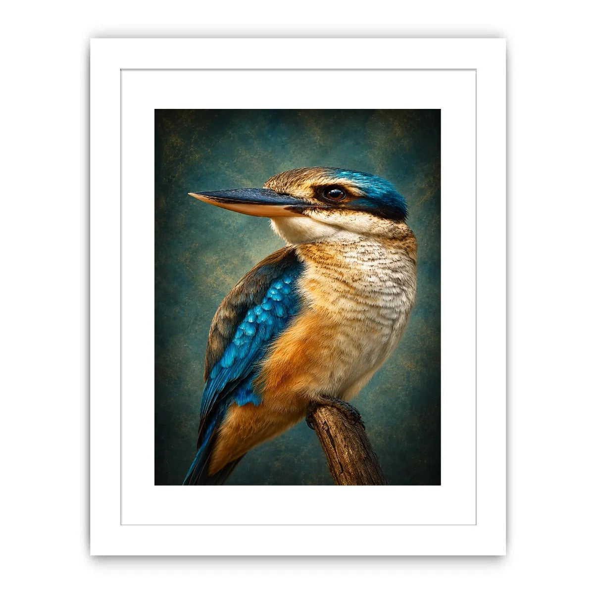 Vibrant kingfisher bird canvas art for modern living room decor.