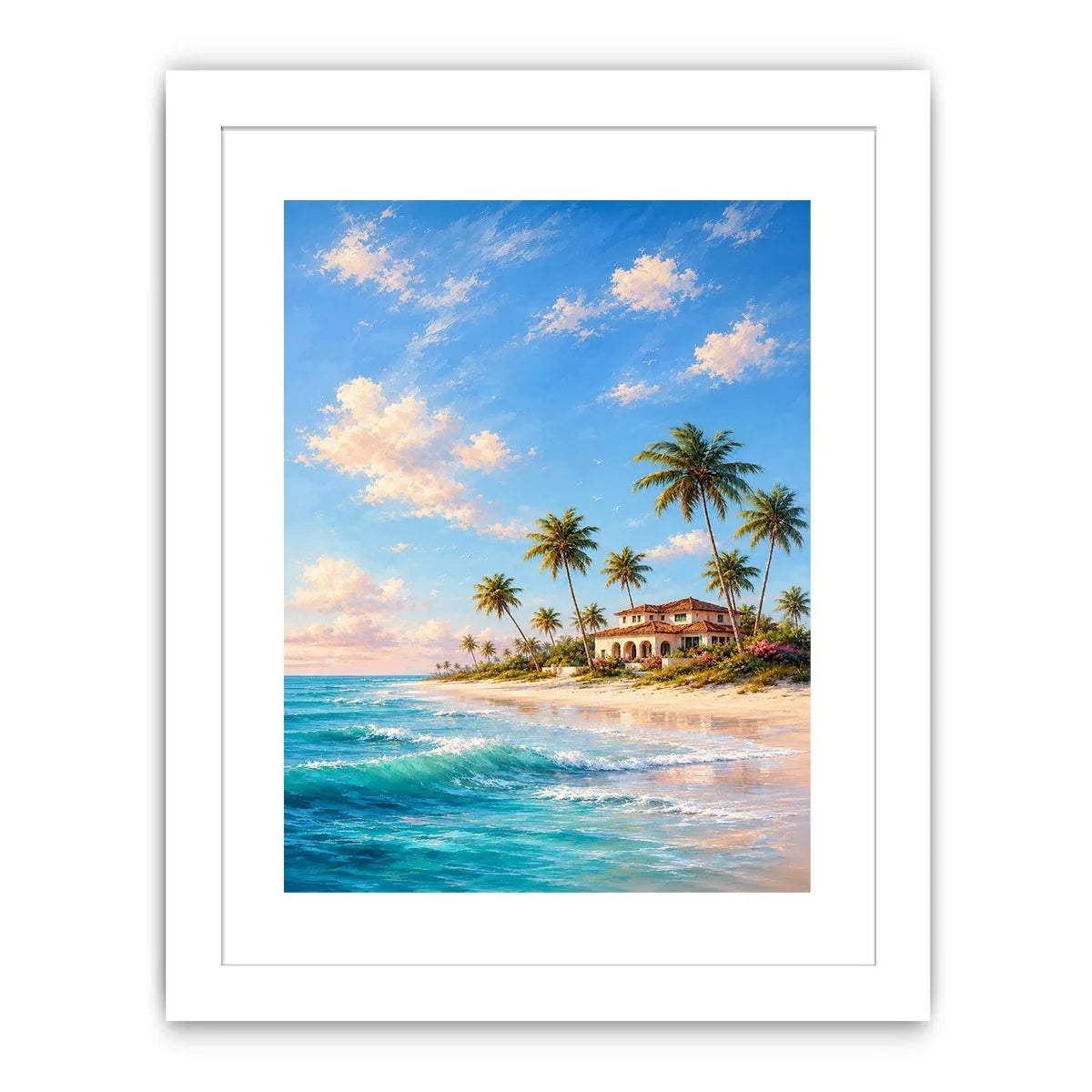 Coastal wildflower landscape canvas art for relaxed living room decor.