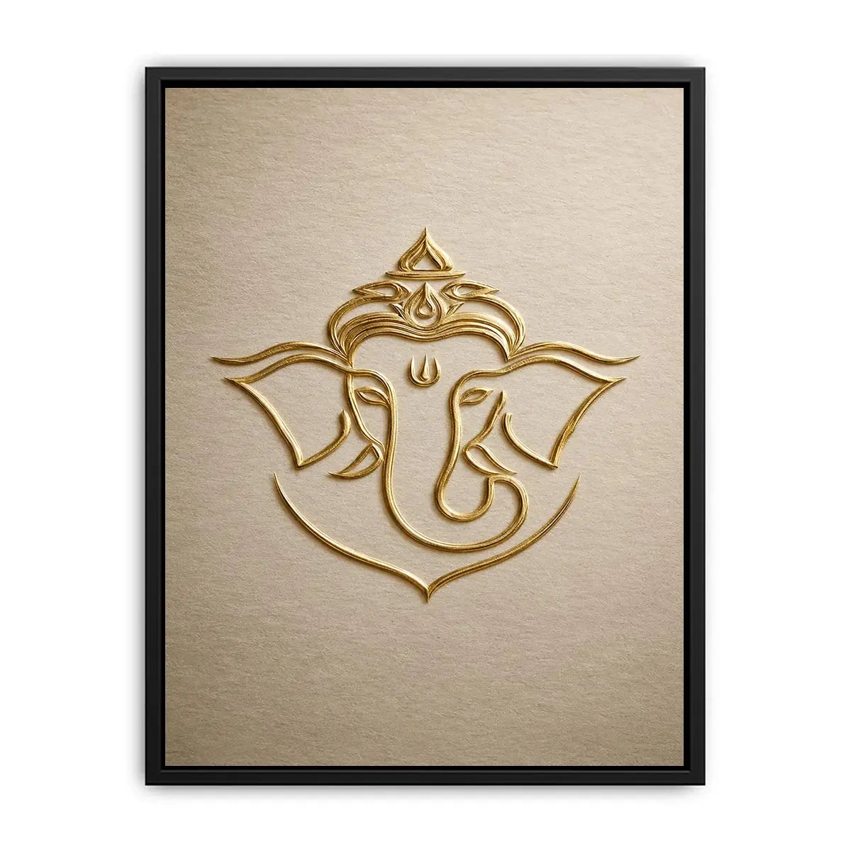 Gold Ganesha artwork on neutral background for elegant entryway decor.