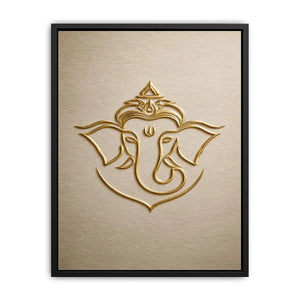 Gold Ganesha artwork on neutral background for elegant entryway decor.