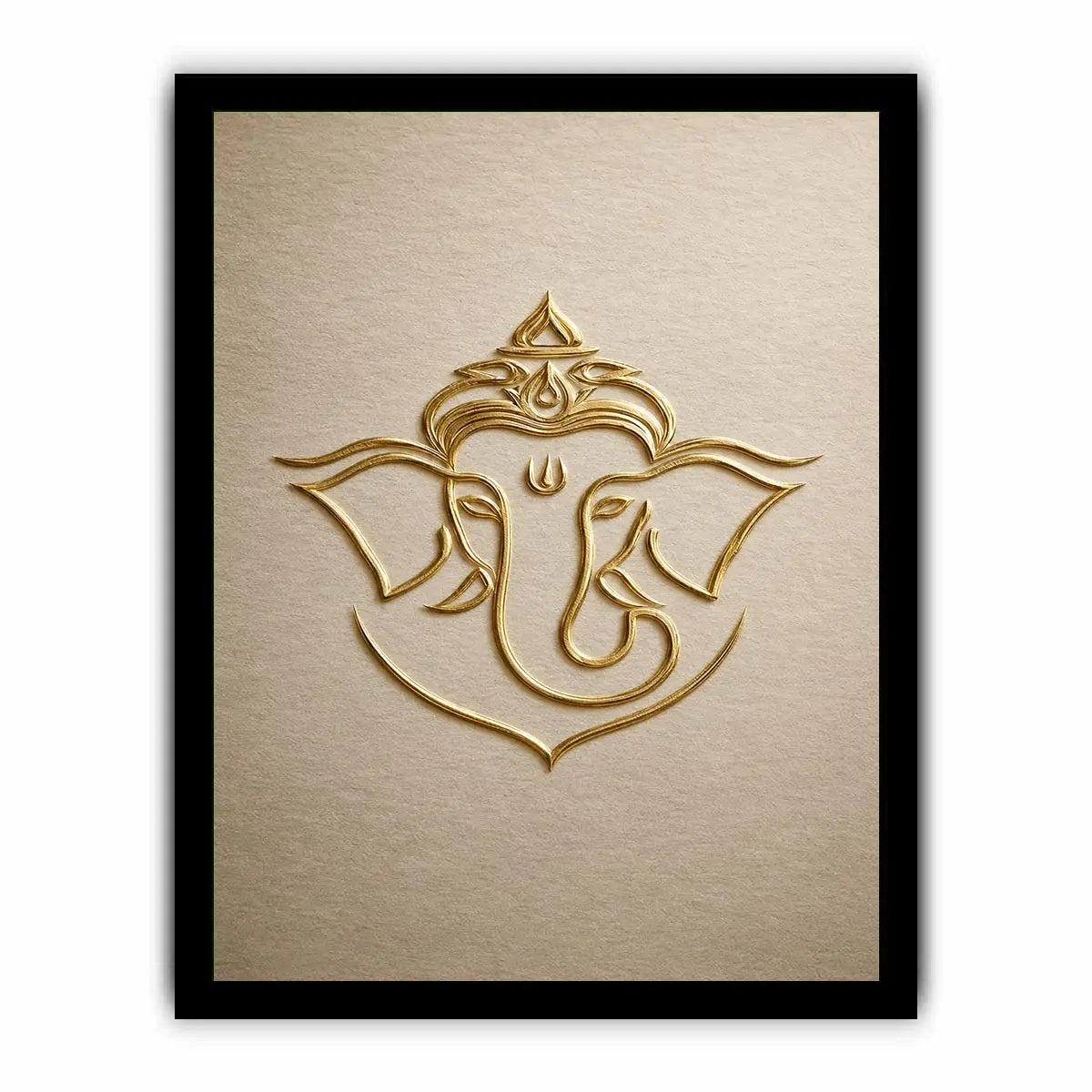 Gold Ganesha artwork on neutral background for elegant entryway decor.