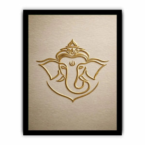 Gold Ganesha artwork on neutral background for elegant entryway decor.
