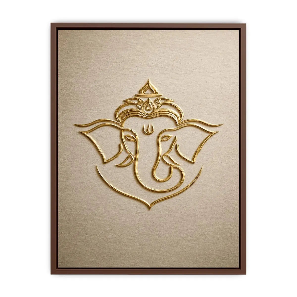 Gold Ganesha artwork on neutral background for elegant entryway decor.
