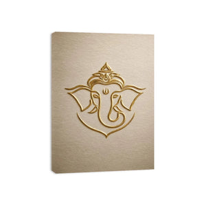 Gold Ganesha artwork on neutral background for elegant entryway decor.