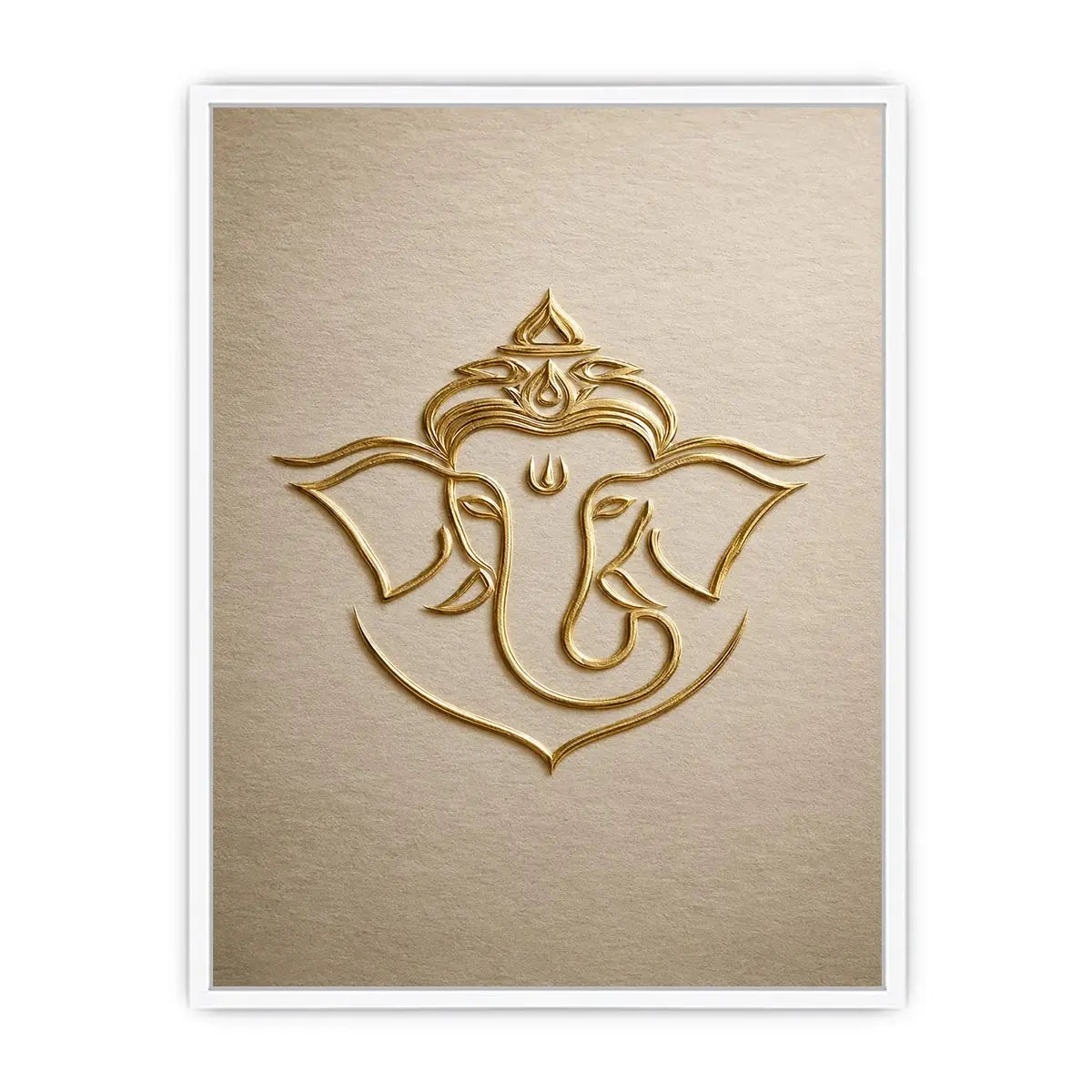 Gold Ganesha artwork on neutral background for elegant entryway decor.