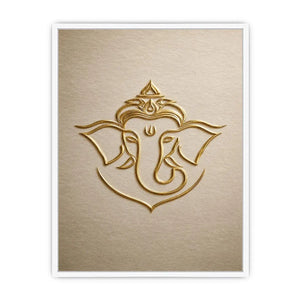 Gold Ganesha artwork on neutral background for elegant entryway decor.