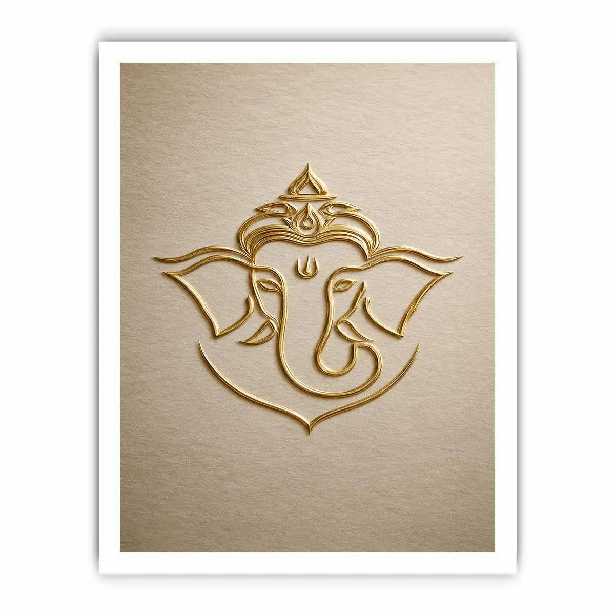 Gold Ganesha artwork on neutral background for elegant entryway decor.