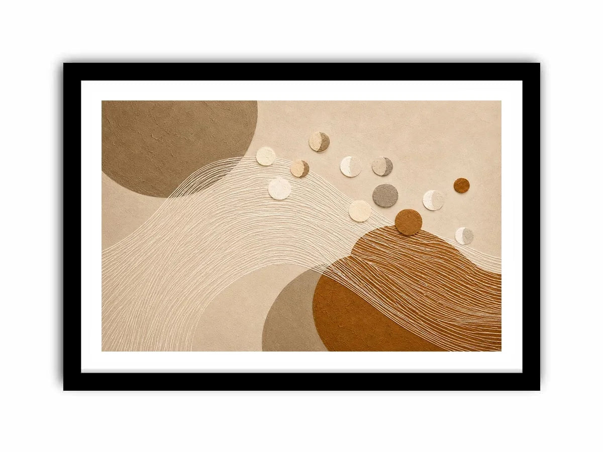 Neutral abstract geometric canvas art for modern living room decor.