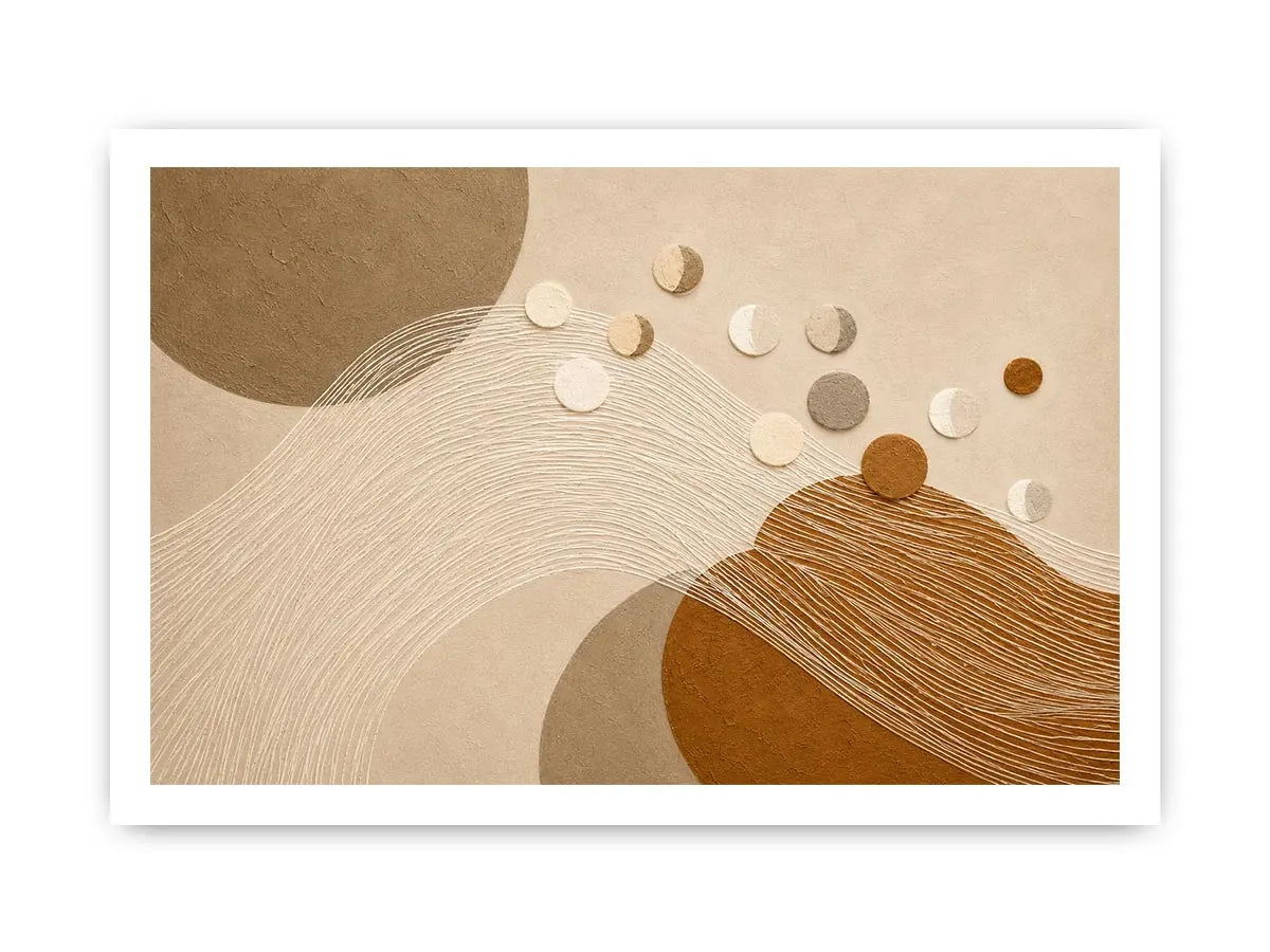 Neutral abstract geometric canvas art for modern living room decor.