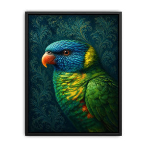 Colorful lorikeet canvas art for elegant modern room decor.