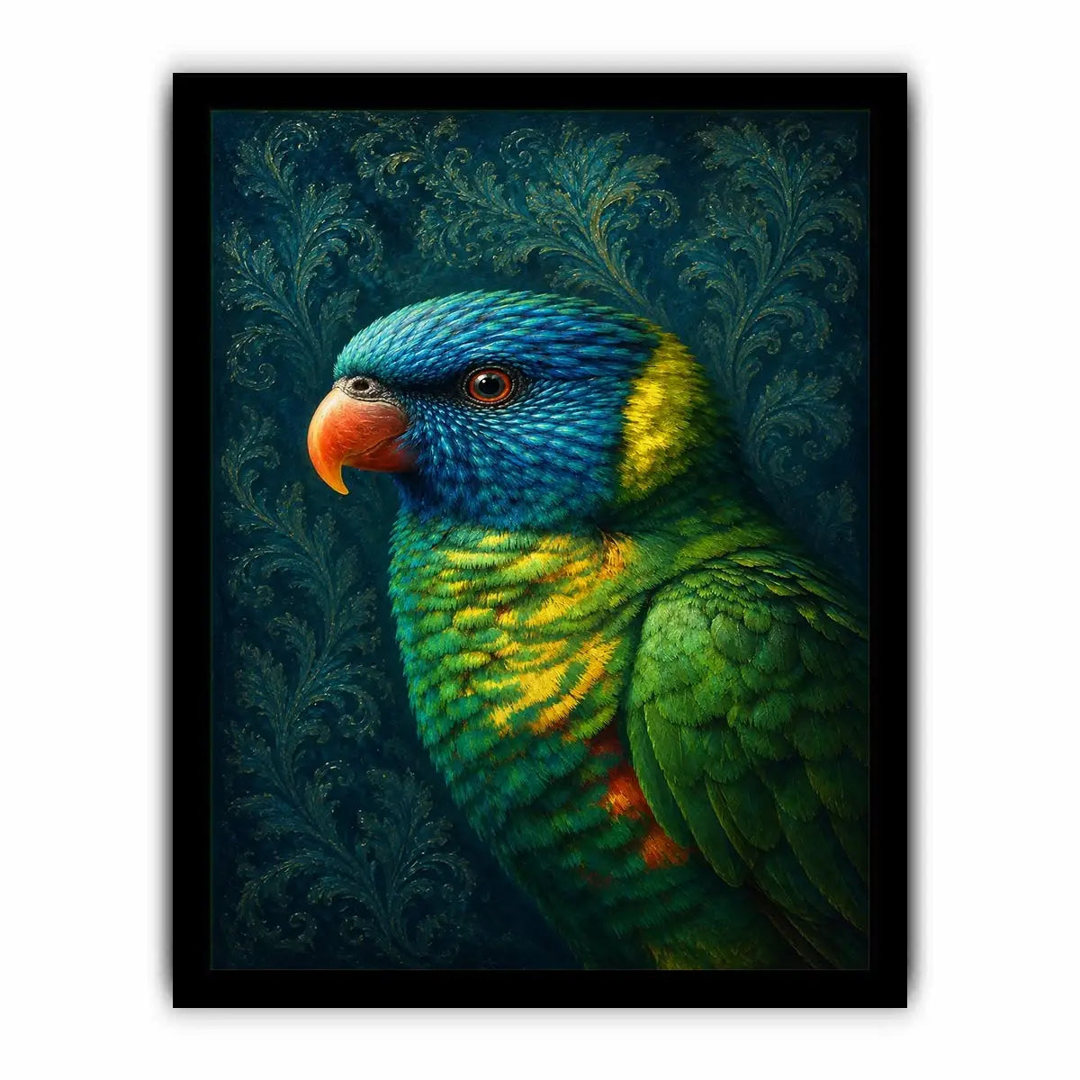 Colorful lorikeet canvas art for elegant modern room decor.