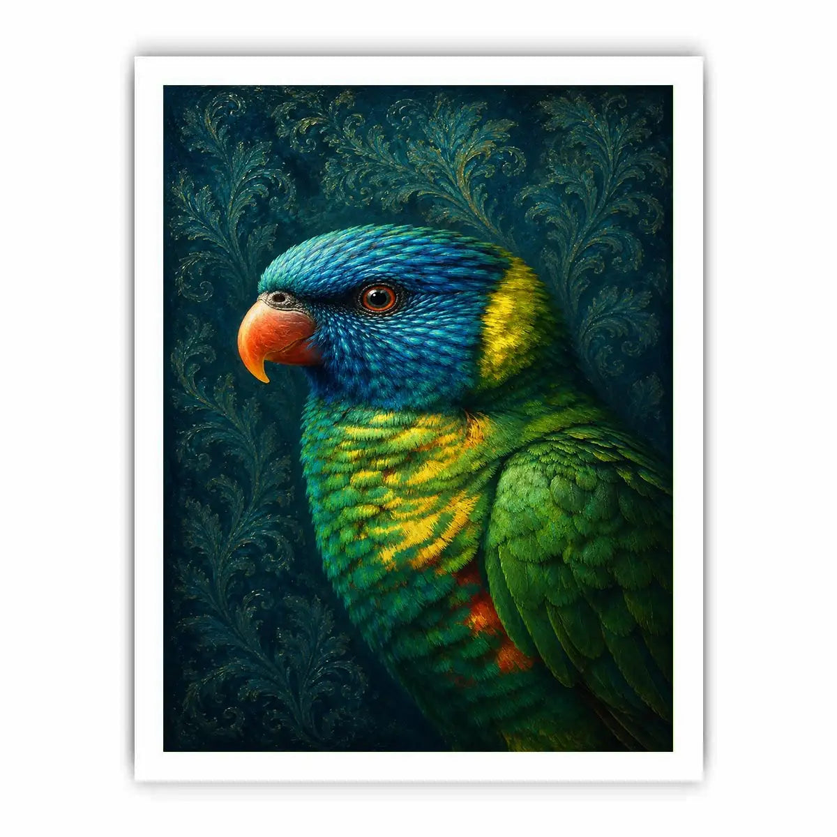 Colorful lorikeet canvas art for elegant modern room decor.