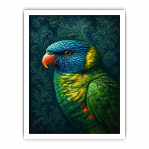 Colorful lorikeet canvas art for elegant modern room decor.