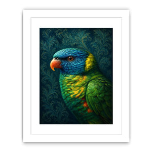 Colorful lorikeet canvas art for elegant modern room decor.