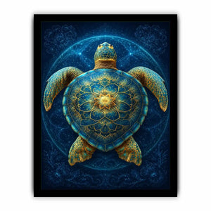 Ornate sea turtle canvas art for peaceful coastal room decor.
