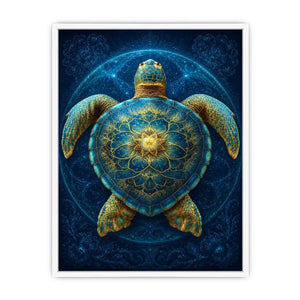 Ornate sea turtle canvas art for peaceful coastal room decor.