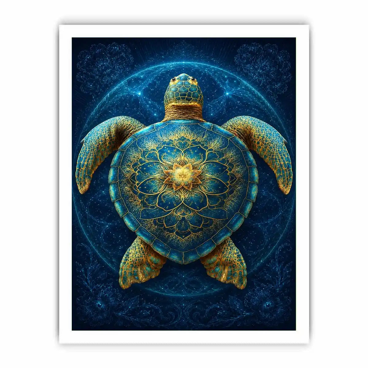 Ornate sea turtle canvas art for peaceful coastal room decor.
