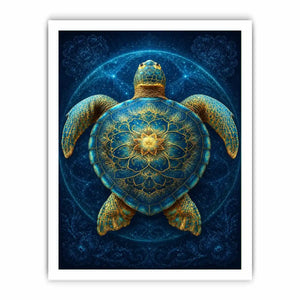 Ornate sea turtle canvas art for peaceful coastal room decor.