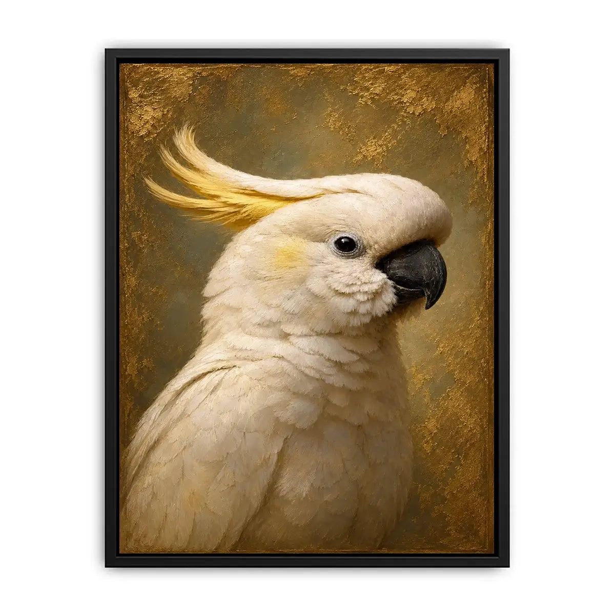 Elegant white cockatoo canvas art for neutral bedroom decor.