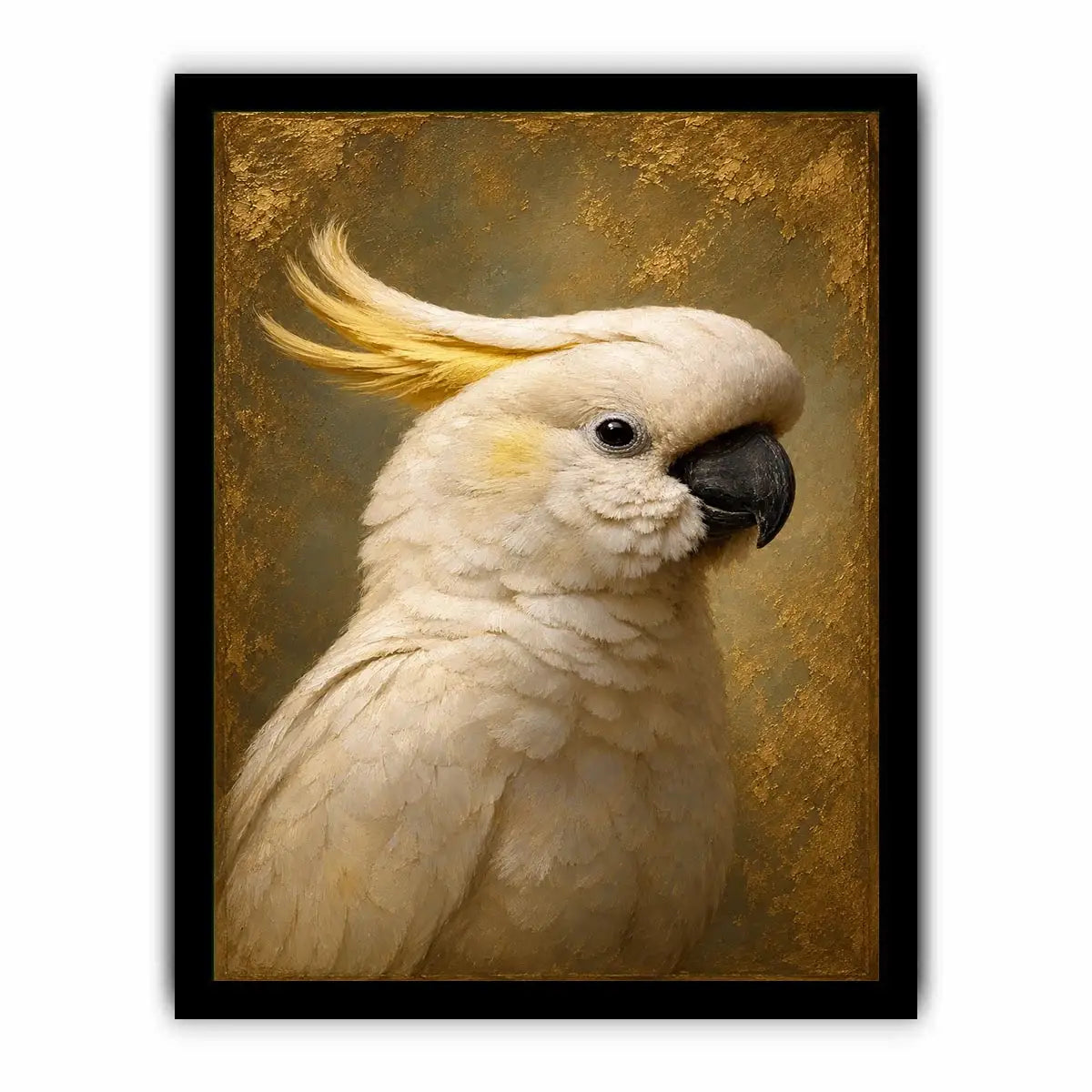 Elegant white cockatoo canvas art for neutral bedroom decor.
