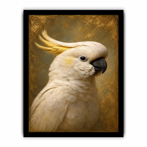Elegant white cockatoo canvas art for neutral bedroom decor.