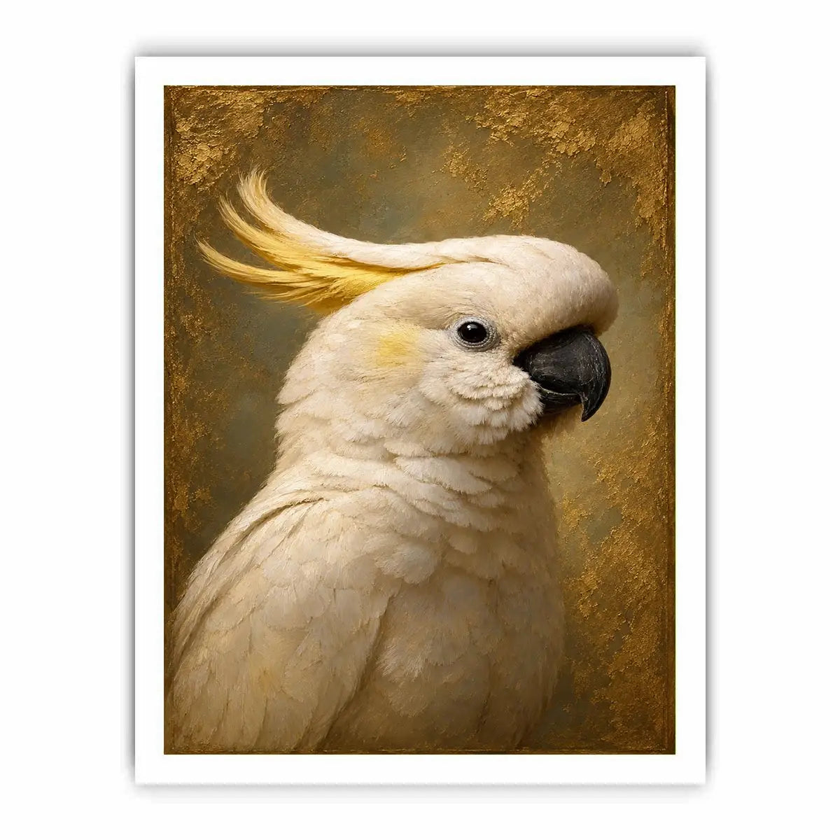 Elegant white cockatoo canvas art for neutral bedroom decor.