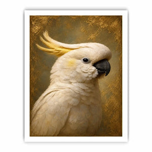 Elegant white cockatoo canvas art for neutral bedroom decor.
