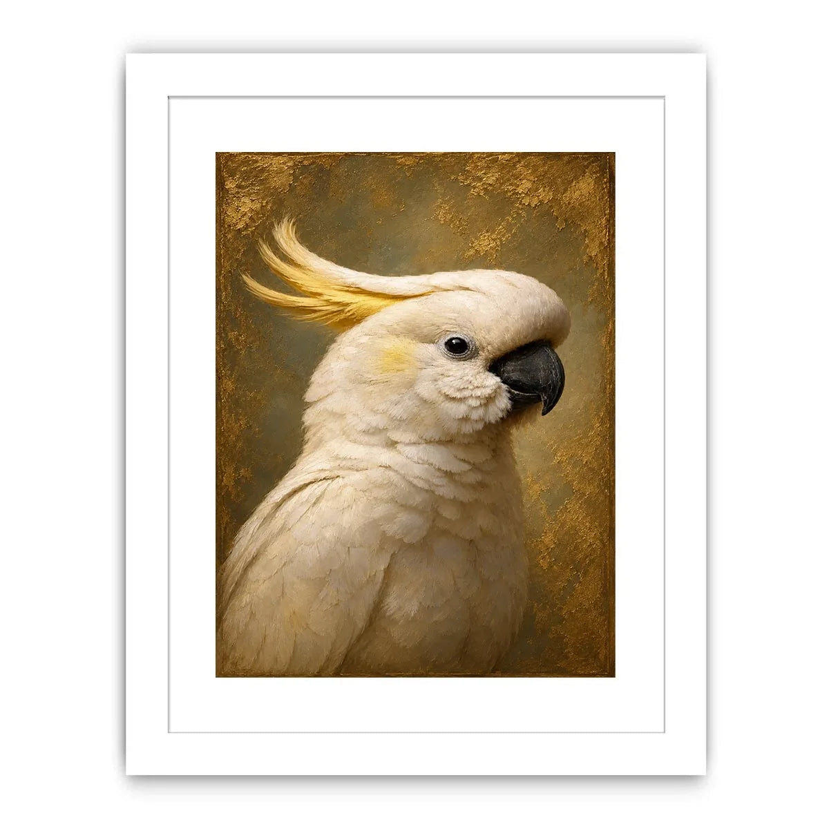 Elegant white cockatoo canvas art for neutral bedroom decor.