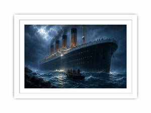 Dramatic ocean liner canvas art for moody office wall decor.