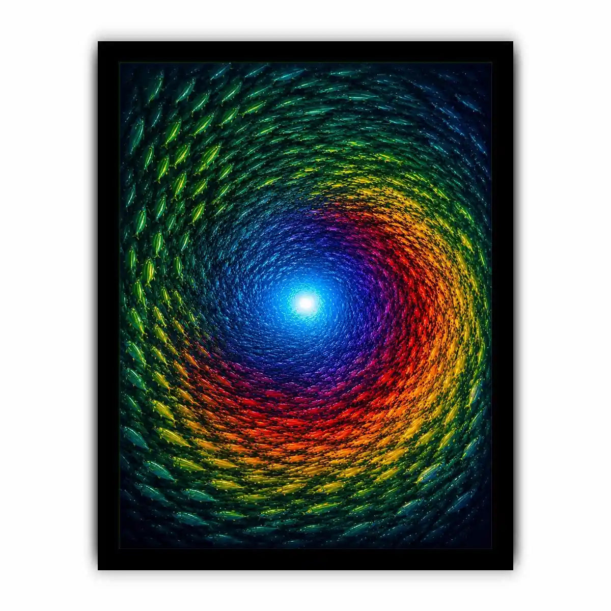 Colorful fish canvas art for bold modern living room decor.