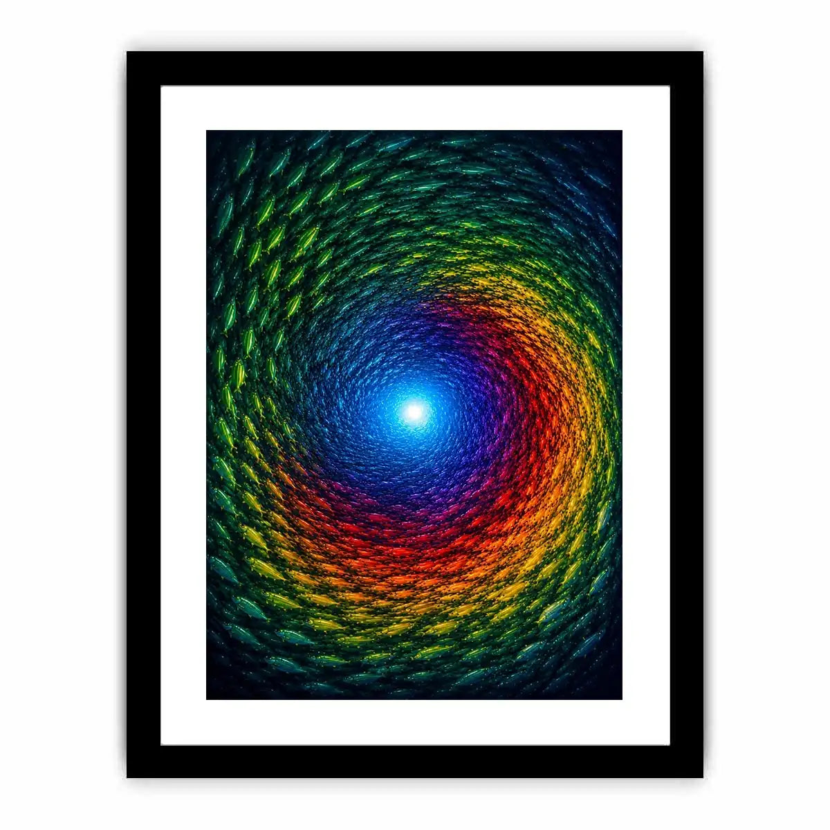Colorful fish canvas art for bold modern living room decor.