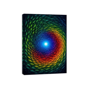 Colorful fish canvas art for bold modern living room decor.
