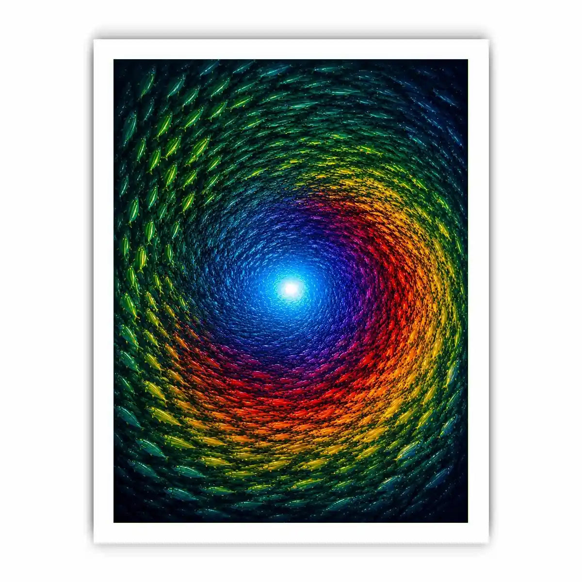 Colorful fish canvas art for bold modern living room decor.