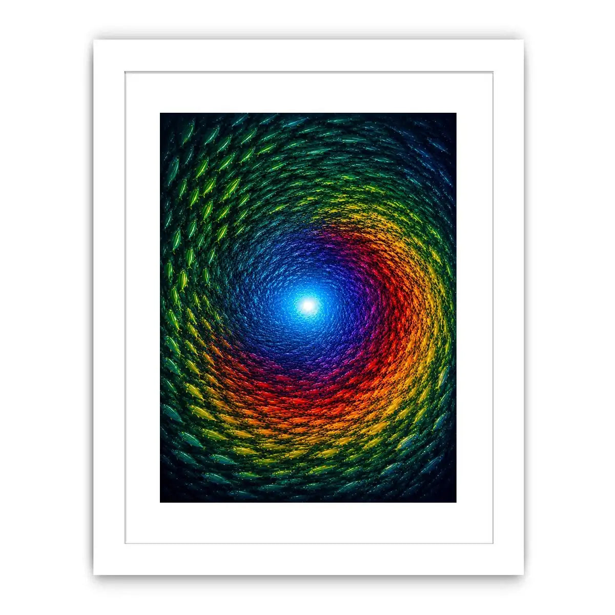 Colorful fish canvas art for bold modern living room decor.