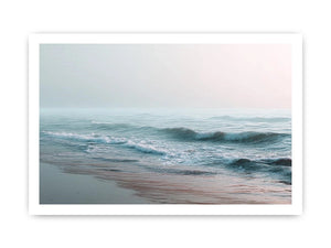 Minimal ocean wave canvas art for calm coastal bedroom or living room decor.