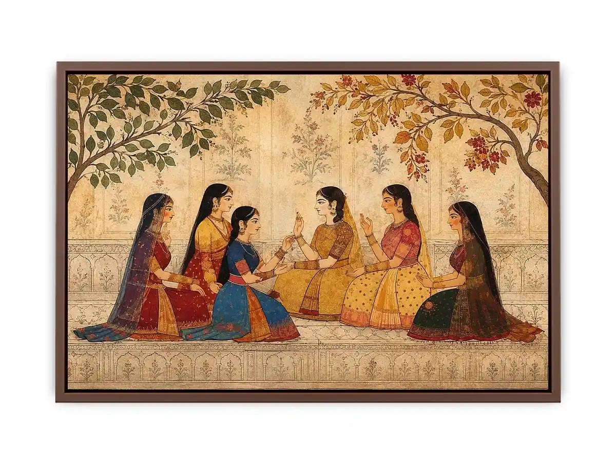 traditional women garden canvas art for elegant living room decor.