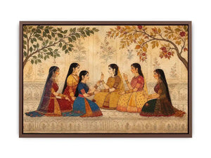 traditional women garden canvas art for elegant living room decor.