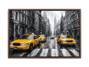 yellow taxi city canvas art for modern office decor.